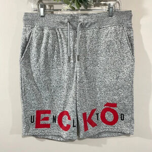 NWOT Ecko Unlimited Elastic Waist Gray White Heather Fleece Athletic Shorts L